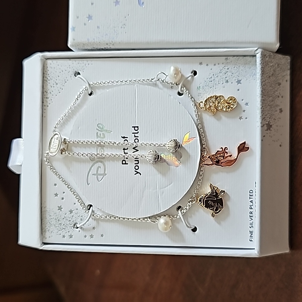 NWT Disney The Little Mermaid Bracelet Part Of Your World Charms Silver Plated